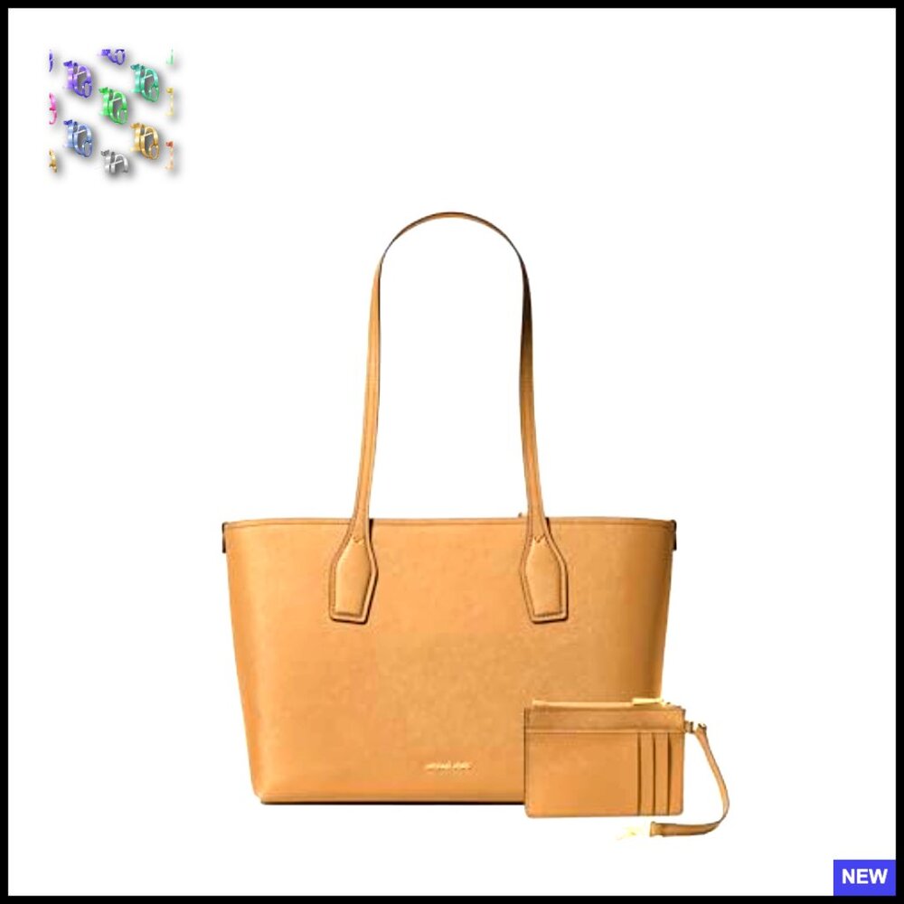 Saffiano Leather Tote Bag with Detachable Zip Case Chic Minimal Classic - Picture 4 of 5